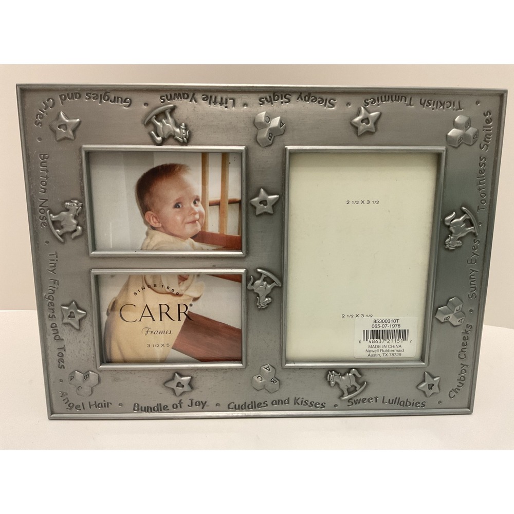 Carr Frames Pewter Baby Collage Picture Frame Nursery Rocking Horse 3 Openings